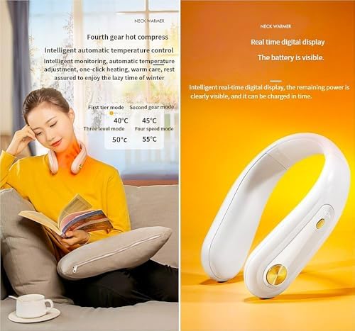 10000mah Rechargeable Neck Warmer,for Necks Up to 8 inches Wide, About 6 Hours Portable Neck Heater for Men and Women (White)