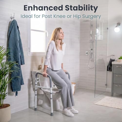 PELEGON Toilet Safety Rails (350 lb) - Adjustable Toilet Safety Frame & Rails, Toilet Safety Rail for Elderly Adults, Toilet Handles for Seniors, Toilet Bars for Elderly, Disabled & Handicap - White