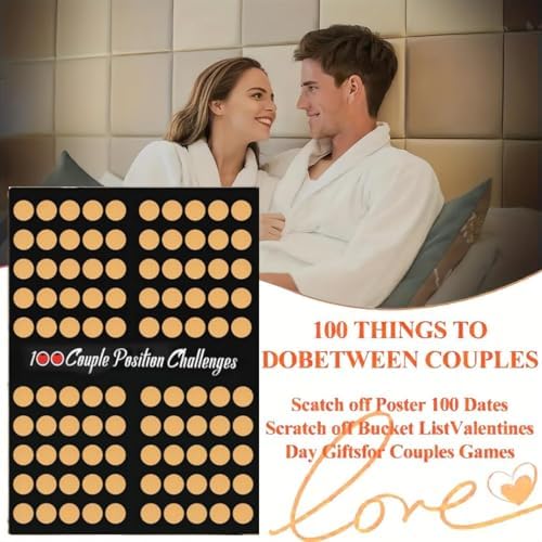 DSNJPZX 20.75''x16.5'' Couples Scratch Off Poster - 100 Fun Date Night Challenges - The Love Game Date Night Ideas - Creative Romantic Gift for Couples, Perfect for Valentine’s Day or Christmas (Yellow*1)