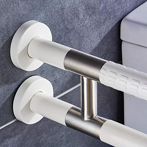 U-Shaped Wall-Mounted Bathroom Grab Bar, Safety Grab Rail for Elderly with Non-Slip Grips and Luminous Circle, for Shower and Bathtub, White/Yellow (Length 60cm/24inch)