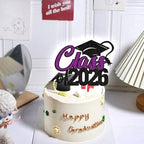 Aeryourtar Class of 2026 Cake Topper, Congrats Grad 2026 Graduation Cake Decor, So Proud of You, High School/College Graduate Celebration Party Decoration Supplies, Black and Purple Glitter