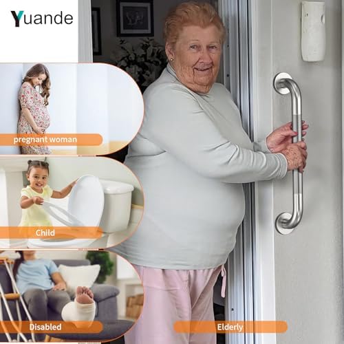 4 Pack 20 Inch Shower Grab Bar, YuanDe Brushed Nickel Bathroom Grab Bar Handle w/Anti-Slip Knurled Grip, Stainless Steel Bath Balance Bar, 1.25" Diameter Safety Hand Rail Support,Handicap Elderly