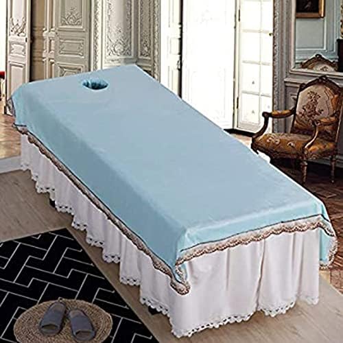 Beauty Bed Cover with Face Hole Anti-Slip Massage Table Pads Pure Color Spa Treatment Massage Sheet Set Fitted Massage