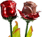 One Dozen Christmas Red Chocolate Roses Bouquet Gift of Long Stem 19-inch with Personalized Card