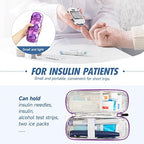 YOUSHARES Insulin Cooler Travel Case - Diabetic Insulated Organizer Portable Cooling Bag for Medication Cooling Insulation, Insulin Pen Case with 2 TSA Approved Travel Cooler Ice Pack (Marble Purple)