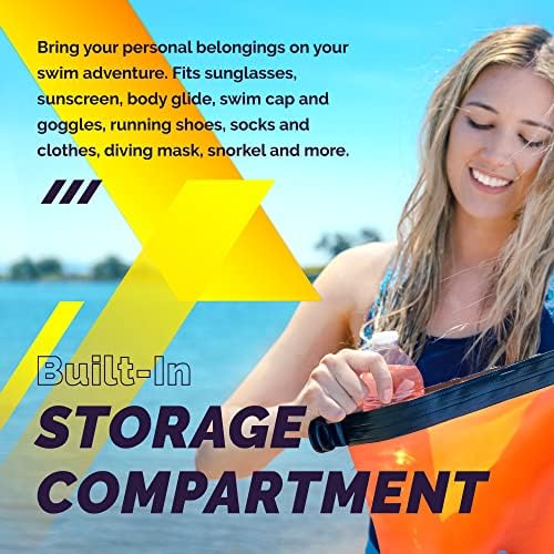 Sunlite Sports Swim Buoy Premium Quality, Highly Visible Waterproof Safety Marine Float Training for Open Water Swimming, for Swimmers, Triatheletes, Kayakers, Snorkelers, Throwable Flotation Device for Adults