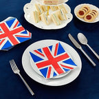 Juvale British Napkins - 2-Ply, 6.5 x 6.5 in, 100 Count - Union Jack Cocktail Paper Napkins for Union Jack Party Supplies & Themed Party Decor