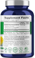 NusaPure Dandelion Root Capsules, 112.5 mg, 200 Veg Capsules (Non-GMO, Vegan)
