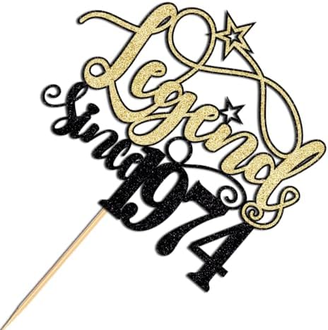 Legend Since 1974 Cake Topper,Cheer 50th Cake Topper,Happy 50th Birthday Cake Topper,Funny 50 and Fabulous Decoration (1974)
