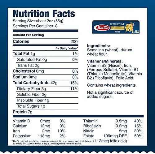 Barilla Fettuccine Pasta, 16 oz. Box - Non-GMO, Made with Durum Wheat Semolina - Kosher Certified