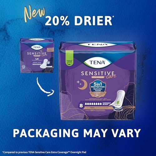 TNA Sensitive Care Incontinence Pads, Bladder Control, Postpartum for Women, Overnight Absorbency, Extra Coverage, 135 Count