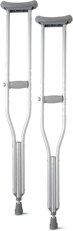 Medline Aluminum Crutches for Kids, Adults, & Seniors, Walking Aid for Reliable Balance, Comfortably Holds 300 LBS, Fits Patients Between 5'10" to 6'6" Tall