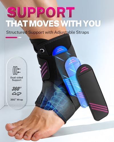 1.5mm Ultra Thin Ankle Brace for Women Men, Lightweight Breathable & Adjustable Figure-8 Support for Flexible Stability, Fits in ALL Types of Shoes for Sports, Work & Daily Relief, L