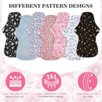 PHOGARY 7 Pack Reusable Menstrual Pads Large Sanitary Pads Set for Heavy Flow with 1 Wet Bag, Washable Overnight Cloth Panty Liners with Wings for Women, 33cm