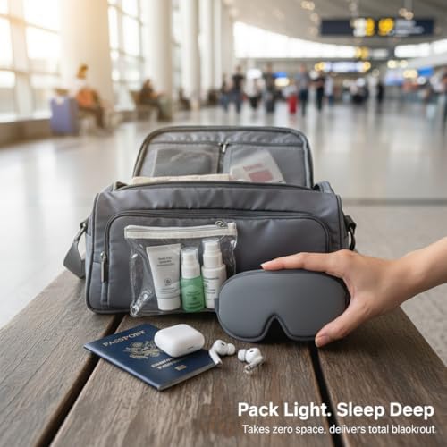 Comfortable Sleep Eye Mask, Lightweight Night Blindfold with Adjustable Strap for Travel,Home Use,Gray