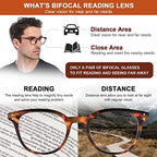AQWANO Bifocal Reading Glasses Lightweight Comfortable Fashion Readers with Spring Hinges for men women, 1.5