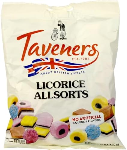 Taveners Liquorice Allsorts Great British Sweets 165g Pack of 2