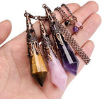 Jovivi 3pcs Natural Amethyst Rose Quartz Crystal 12 Facted Therapy Healing Dowsing Divination Pendulum Reiki Charged Chakra Balancing Pendant with Chain