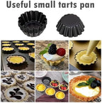 12-Pack 2.5 Inch Nonstick Mini Tart Pans Fluted Side for Pies Pan Round Deep Quiche Mold Heavy Duty Carbon Steel Baking Cupcake Egg Tarts Mousse Cakes Fruit and Desserts Molds for Oven