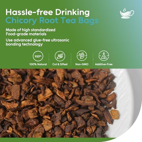 FullChea - Chicory Root Tea, 50 Teabags - Pure Chicory Root Herbal Tea - Coffee Alternative - Non-GMO - Caffeine-free - Support Liver Health & Rich in Antioxidants