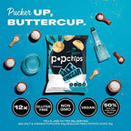 Popchips Potato Chips, Sea Salt & Vinegar, 12ct Single Serve 0.8oz Bags, Low-Calorie, Gluten Free, Salty Snacks for Adults and Children, Non-GMO, Vegan & Kosher Friendly, 100 Calories Per Bag