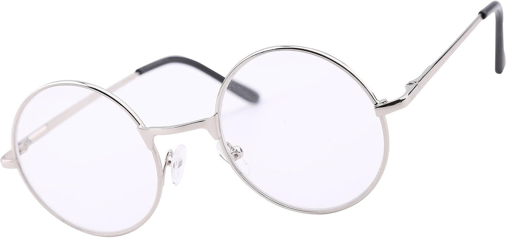 Agstum Round Vintage Reading Glasses Metal Frame Spring Hinge Readers (Strength +1.5, Silver)