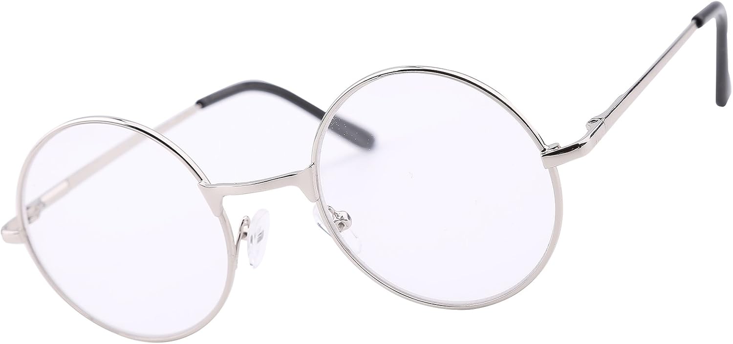 Agstum Round Vintage Reading Glasses Metal Frame Spring Hinge Readers (Strength +1.5, Silver)