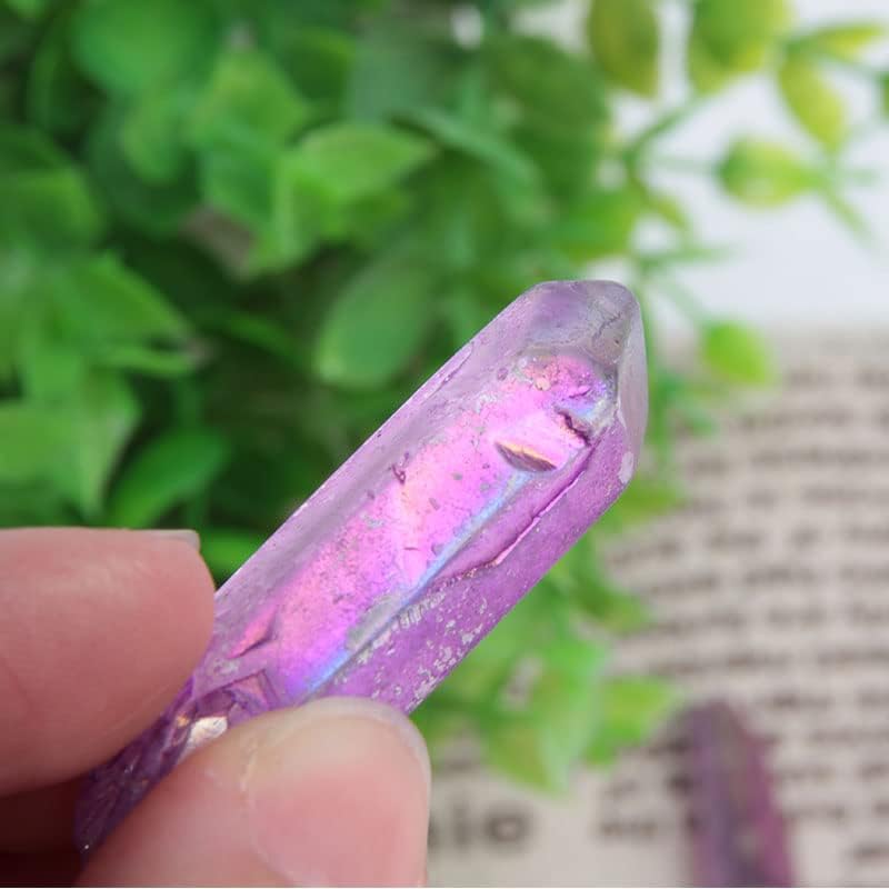 5Pcs Rare Purple Aura Lemurian Seed Quartz Crystal Stones Point Specimen