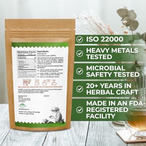100 Bags Dried Lemongrass Tea Lemon Grass Leaf Herbal Tea Zacate De Limon (Cymbopogon) - 100 Count 1.5g Bags Lemongrass Chai Herb Limoncillo (Hierba Limon)