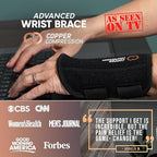 Copper Compression Advanced Wrist Brace - Copper Infused Adjustable Orthopedic Support Splint for Pain, Carpal Tunnel, Arthritis, Tennis Elbow, Tendinitis, RSI, Ganglion Cyst for Men Women Left L/XL