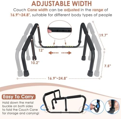 NEPPT Couch Cane Stand Lift Assist for Elderly Standing Aids Supports Assistance Couch Assist Rail Seniors Fall Prevention Devices Grab Bar Portable Chair Cane