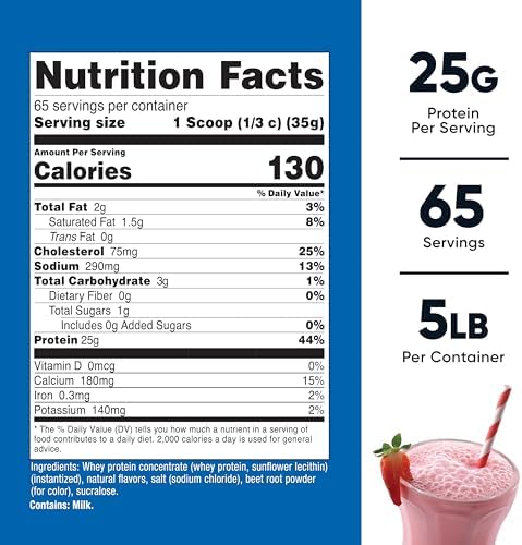 Nutricost Whey Protein Concentrate (Strawberry Milkshake) 5LBS - Gluten Free & GMO Free