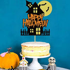 1Pcs Halloween Cake Toppers Pumpkin Ghost House Bats Glitter Cake Picks Happy Halloween Theme Party Cake Decorations Baby Shower Supplies