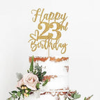 Gold Glitter Happy Birthday Cake Topper, Funny 23rd Birthday Party Supplies