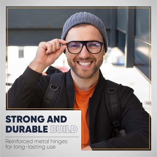 Yogo Vision 4 Pack Retro Oversized Reading Glasses Men Women – 2025 Stylish Square Frames, Lightweight & Durable Readers