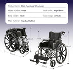 Self-Propelled Wheelchairs for Adults, Foldable Manual Wheelchair with 20"W x 15"D Seat, Wheel chairs for Adults with Dual Locking Brakes & Cushion, 275 Lbs Capacity, 24" Quick Release Wheels, Silver