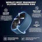 Egnaro Men's Silicone Rings, 7.5mm Wide 2.5mm Thick Rubber Bands For Him, Ergonomic Beveled Edge Two Tone Waterproof Workout Accessories