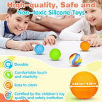 Sensory Fidget Squeeze Balls 4 Pack for Kids & Adults, Silicone Quiet Desk Green Toys with Textured, Christmas Stocking Stuffers Gift for Party Favors Autism Stress Relief, BPA Free