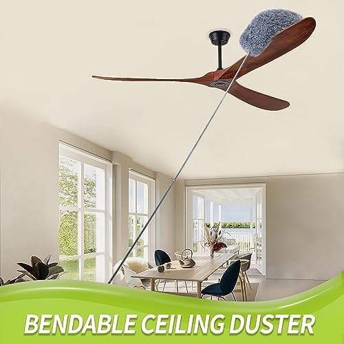 IVYROLL Cobweb Duster with Extension Pole, Spider Web Brush & Ceiling Cleaning Kit, 100" Microfiber Feather Duster Cleaner with Washable Head for Ceiling Fan, Furniture, Home