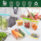 SPLF 12 Pack Reusable Gallon Freezer Bags Dishwasher Microwave Safe, 1 Gallon BPA Free Leakproof Food Storage Bags, Silicone Free Containers for Meal Prep, Fridge Kitchen Organization