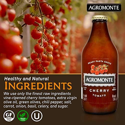 Agromonte Authentic Italian Cherry Tomato Pasta Sauce (Classic)- Taste of Italy Gourmet Foodie and Chef Gift - Ready to Use, Certified Kosher, Gluten-Free, All Natural 11.64oz (2 pack)