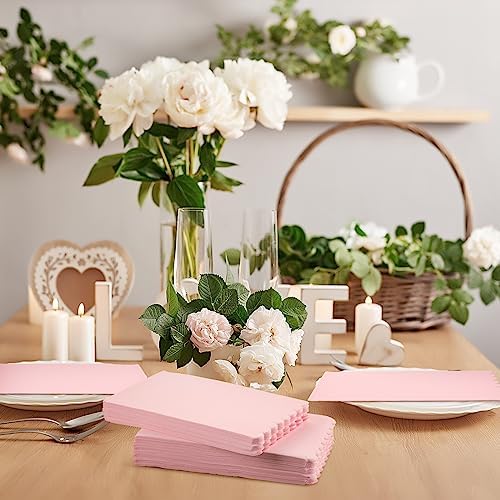 Glenmal 100 Pcs Paper Disposable Napkins 2 Ply Dinner Guest Cocktail Napkins Hand Towels for Wedding Spring Birthday Party Bridal Anniversary Reception, 13 x 16 Inches (Pink)