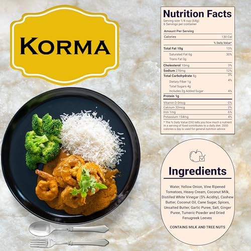 Twist Foods Korma Sauce | Mild Indian Korma Curry Sauce | Authentic Restaurant-Style Indian Simmer Sauce | Gluten-Free | No Preservatives or Artificial Flavors | Small Batches | 12.3 oz Jar