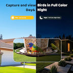 Bird Watching Camera with Solar & Roof, AI Identify, 2K HD Live View & Instant Notifications, Compatible with Any Birds Feeder - Ideal Gift for Bird Lover, with SD Card, Without Feeder