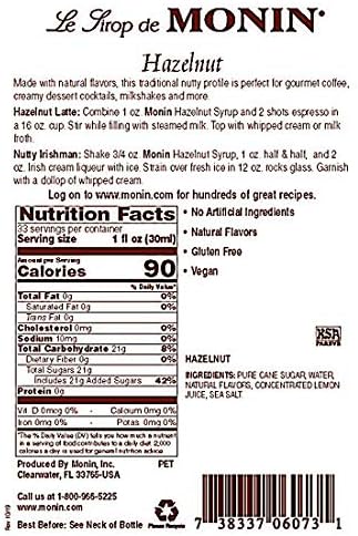 Monin Hazelnut, 48-Ounce Packages (Pack of 4)