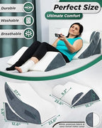 Lunix LX5 4-Piece Support for Shoulder & Upper Body Rest, Orthopedic Bed Wedge Pillow Set, Elevated Memory Foam for Post-Op Recovery & Sleep Comfort, Arctic Navy