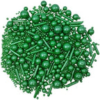 Edible Christmas Green Pearl Sugar Sprinkles Candy Mix Size Baking Edible Cake Decorations Cupcake Toppers Cookie Decorating Wedding Party Valentine Halloween Christmas Supplies 100g/3.53oz