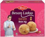 Bikaji Besan Laddoo 400g and Soan Papdi Manbhavan 500g Combo Pack | Traditional Indian Mithai | Premium Festive Gift Box | Authentic Sweet Delight
