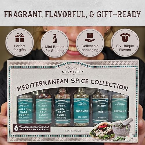 Mediterranean Spice Collection – Gourmet Spices and Seasonings Set with Italian Seasoning, Sea Salt, and Himalayan Pink Salt for Cooking