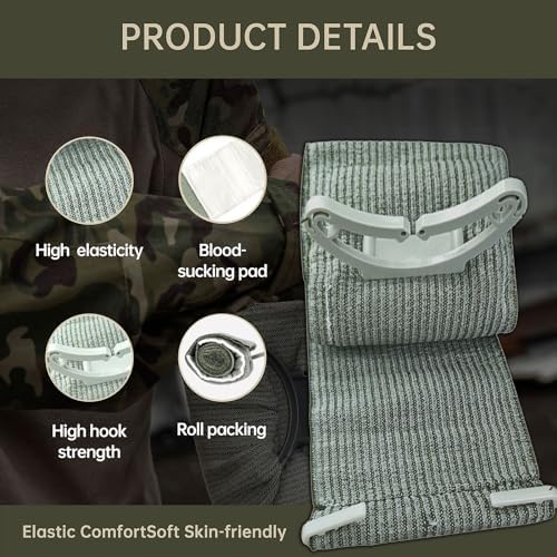 Israeli Style Emergency Bandage, Multifunctional First Aid Device Compression Trauma Wound Dressing for Emergency Combat Shooting Self Rescue Medical Trauma Kit (4inch)